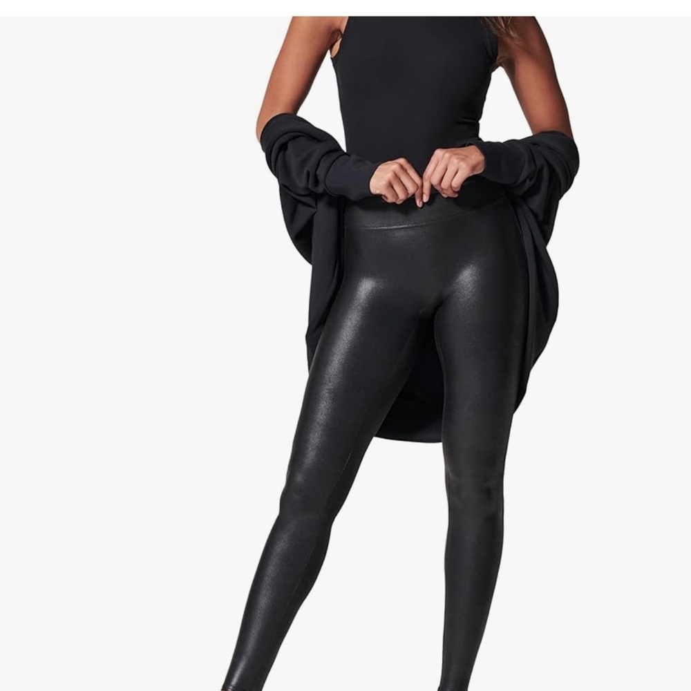 NWOT Spanx Small Faux Leather Leggings - Black